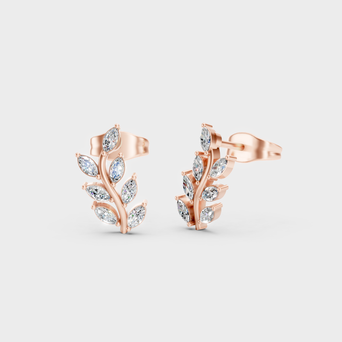 Modern 18K Rose Gold Stud Earrings With 0.34 Ct TW Marquise Lab-Grown Diamonds